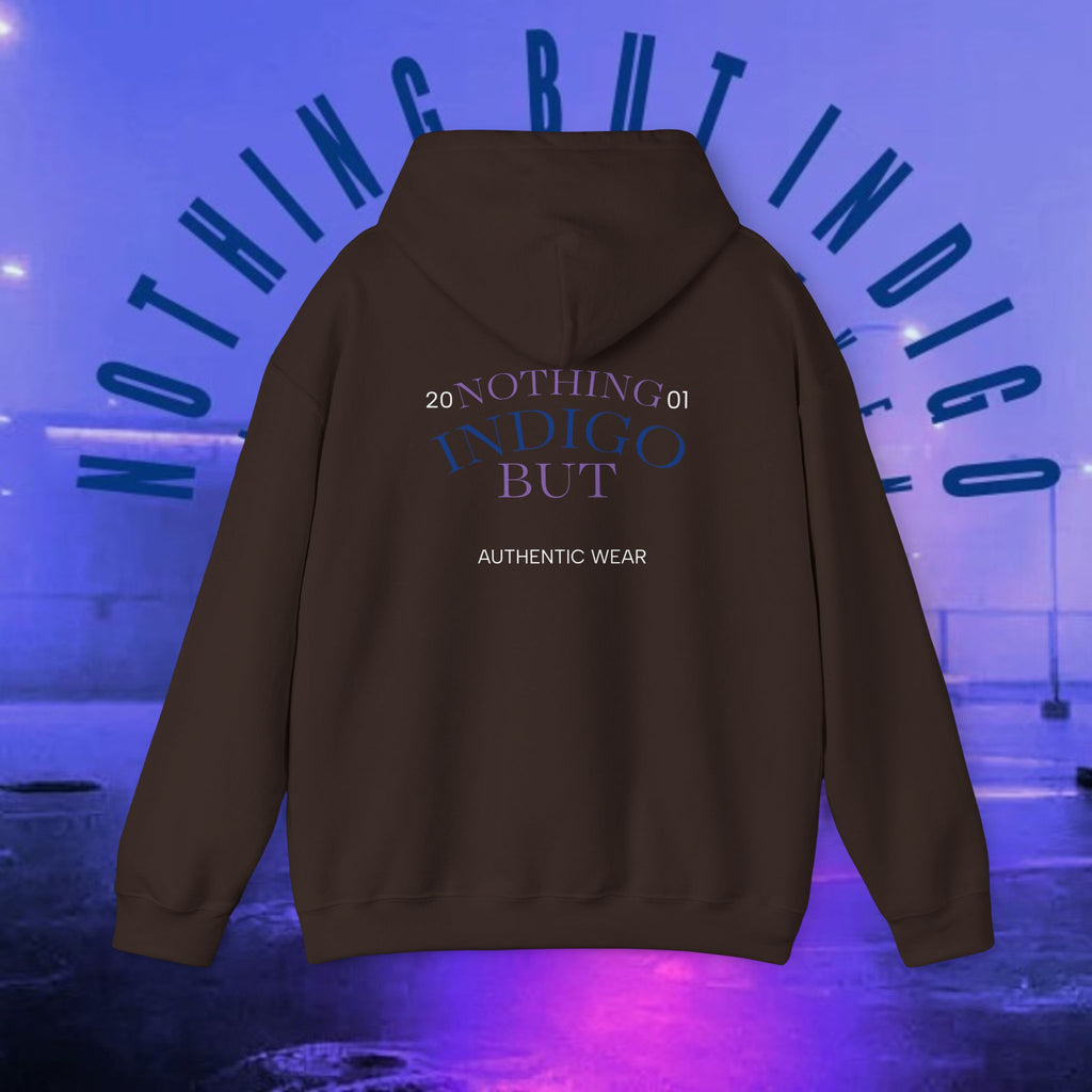 Nothing But Indigo Hoodie — Minimal Script Graphic Pullover