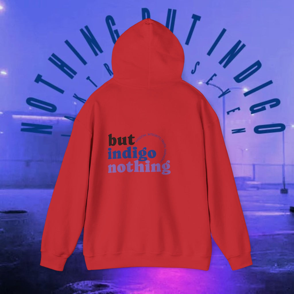 Nothing But Indigo Hoodie — Minimal Script Graphic Pullover