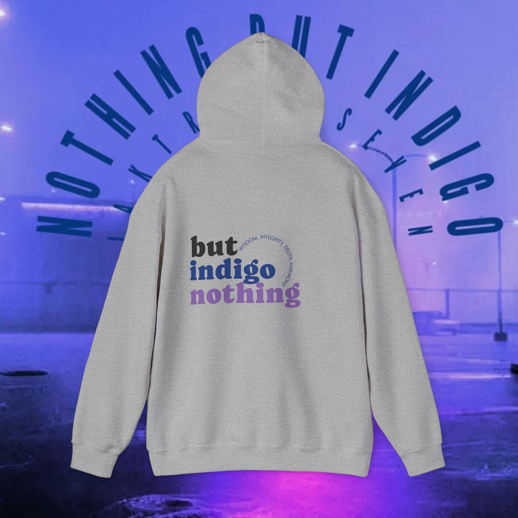 Nothing But Indigo Hoodie — Minimal Script Graphic Pullover