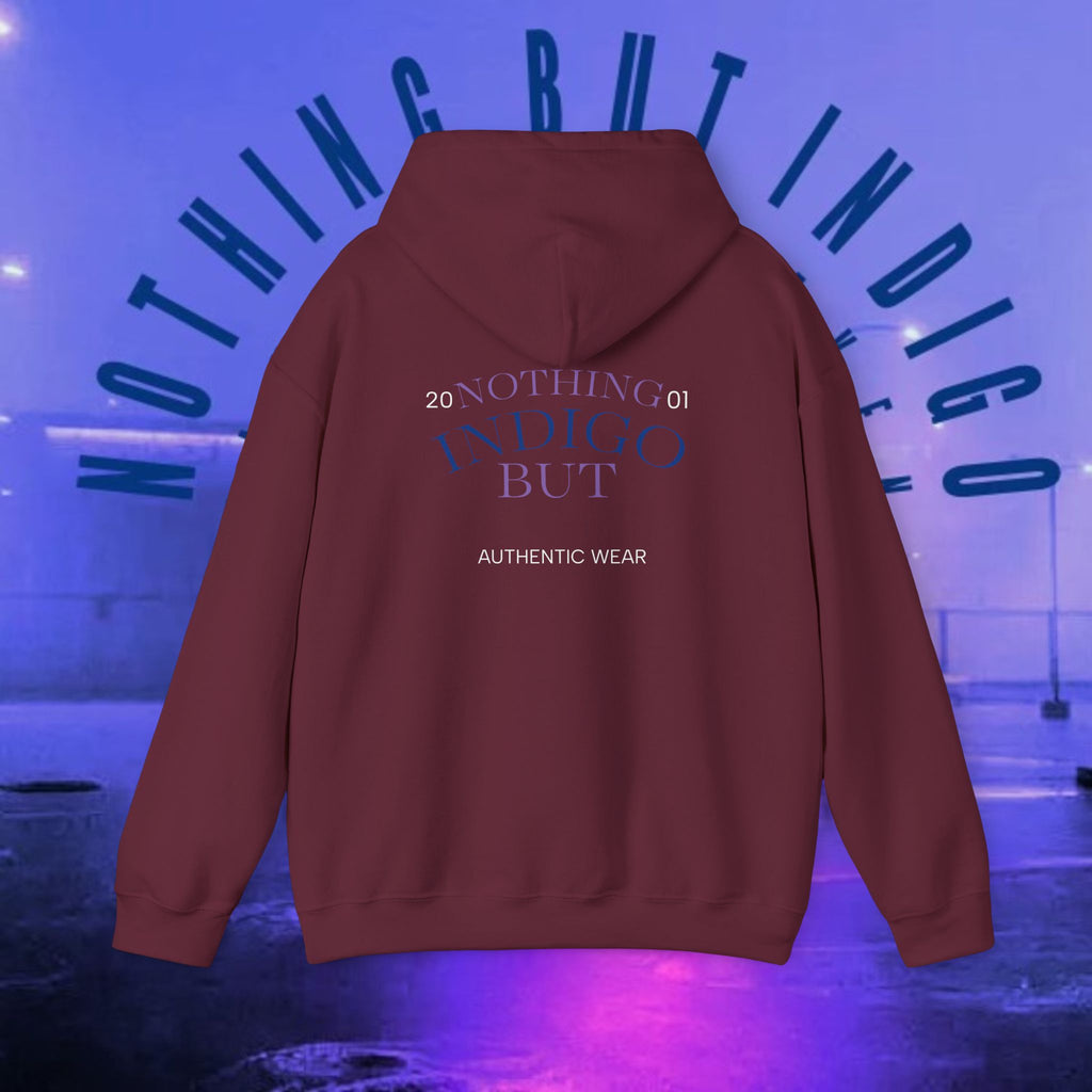 Nothing But Indigo Hoodie — Minimal Script Graphic Pullover