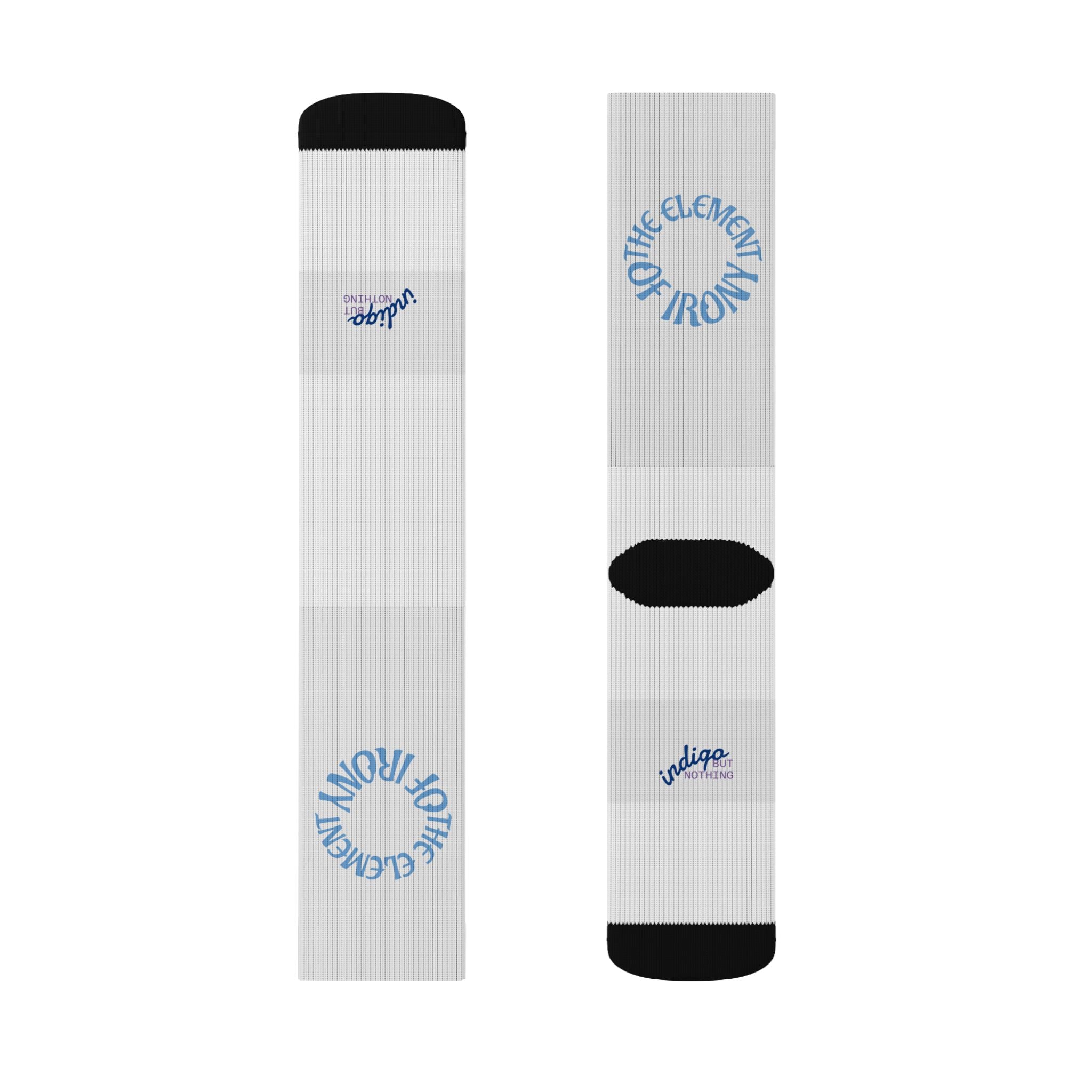 Blue Circular 'Element of Irony' Merch Sublimated Crew Socks
