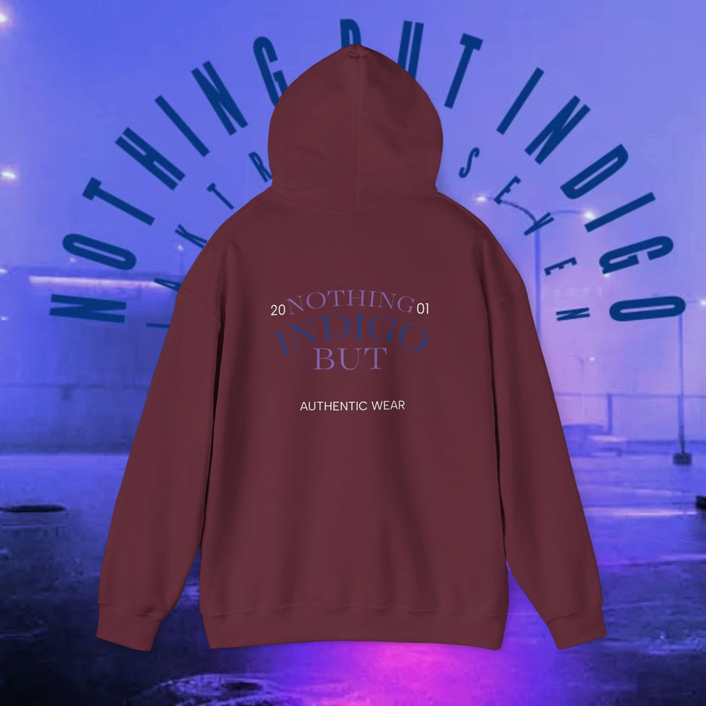 Nothing But Indigo Hoodie — Minimal Script Graphic Pullover