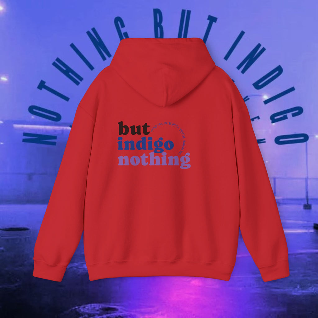 Nothing But Indigo Hoodie — Minimal Script Graphic Pullover