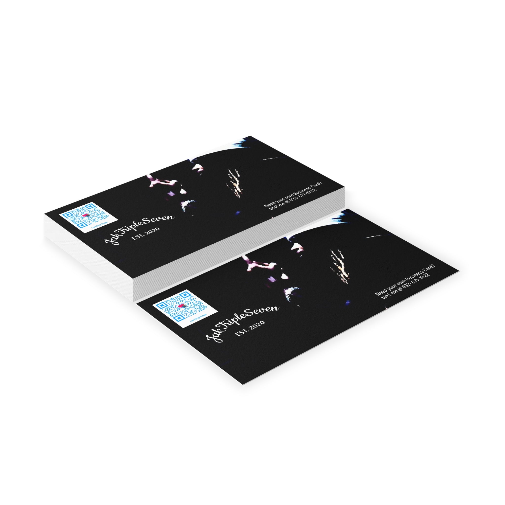 Custom Business Cards — Dark Minimal Musician QR Card (JakTripleSeven EST. 2020)