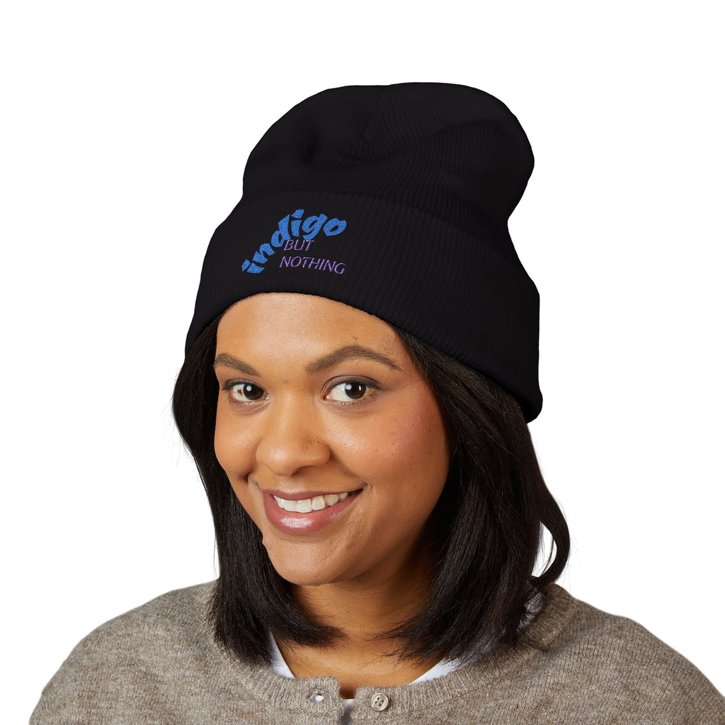 Embroidered 'nothing but indigo' Classic Cuffed Beanie