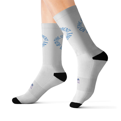 Blue Circular 'Element of Irony' Merch Sublimated Crew Socks