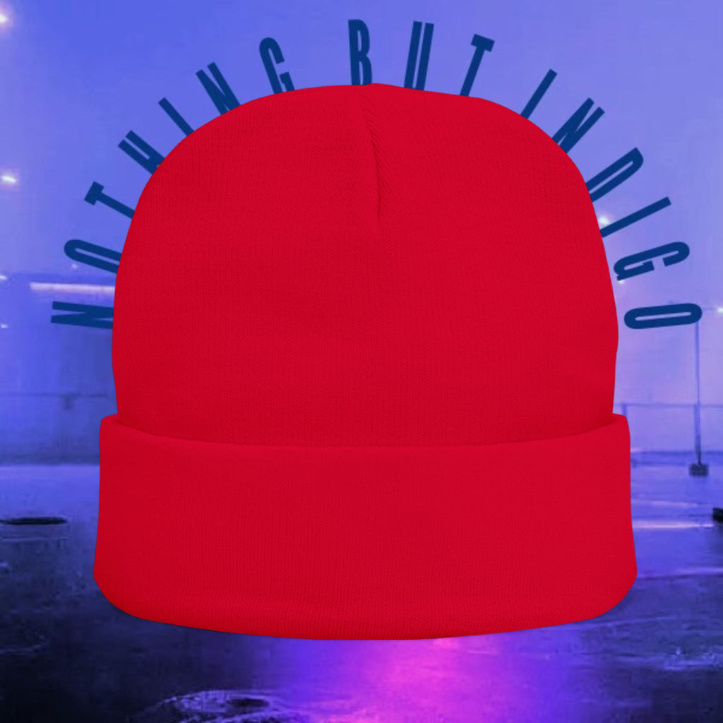 Knit Beanie — 'Nothing But Indigo' Embroidered Cuff Hat