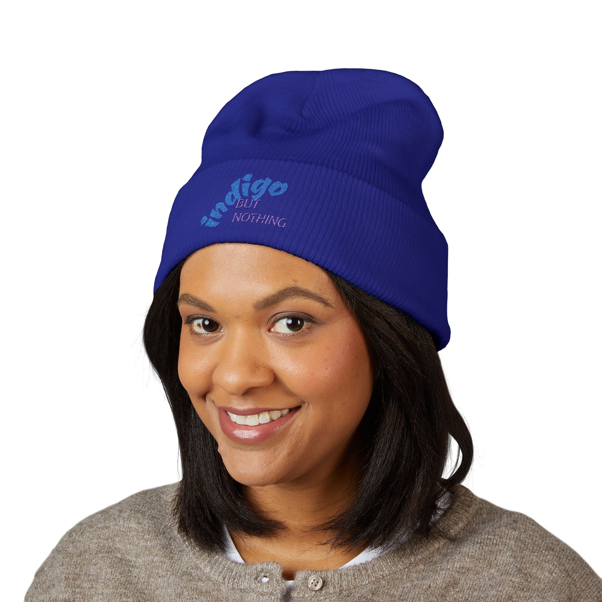 Embroidered 'nothing but indigo' Classic Cuffed Beanie