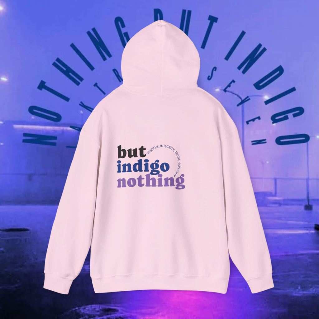 Nothing But Indigo Hoodie — Minimal Script Graphic Pullover