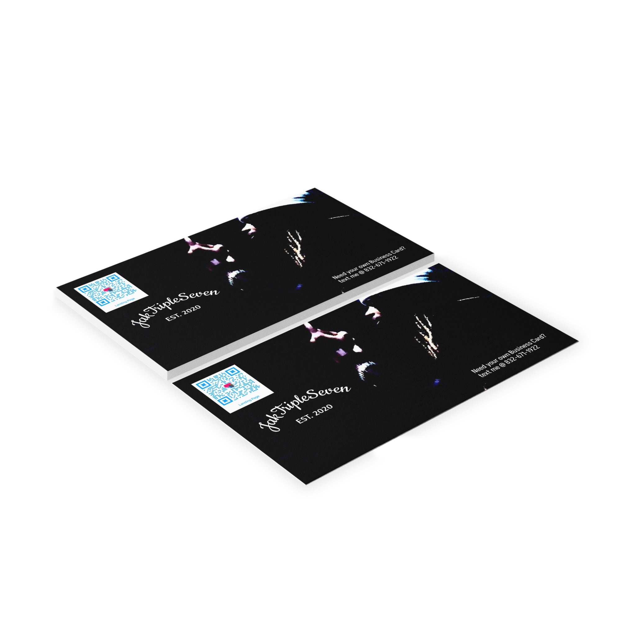 Custom Business Cards — Dark Minimal Musician QR Card (JakTripleSeven EST. 2020)