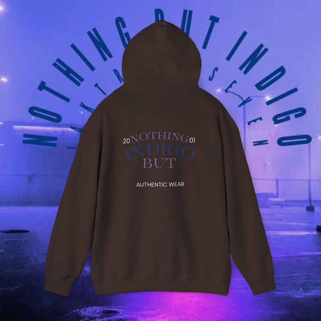 Nothing But Indigo Hoodie — Minimal Script Graphic Pullover