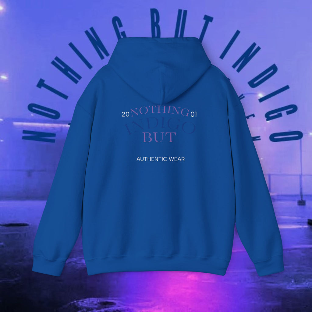 Nothing But Indigo Hoodie — Minimal Script Graphic Pullover
